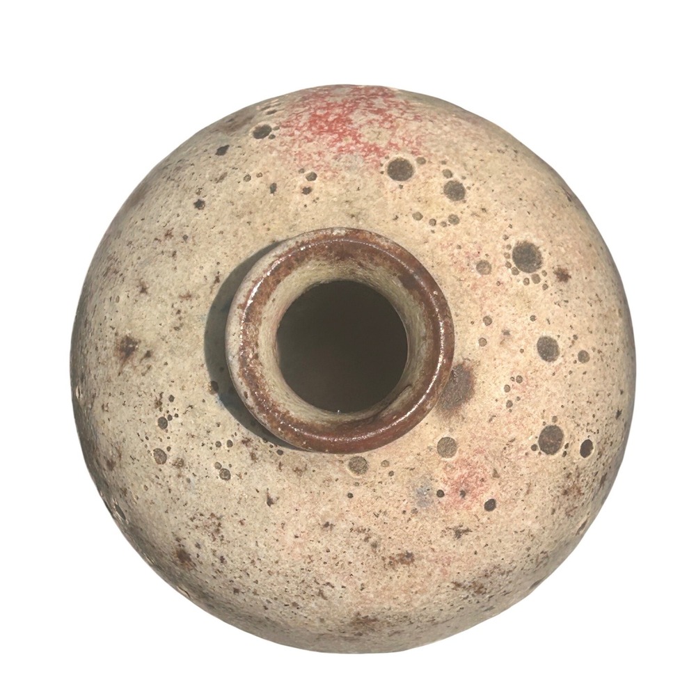 Studio Pottery Crater Glaze Bud Vase Signed Artisan Volcanic Ceramic Tan Brown4" - Picture 6 of 9